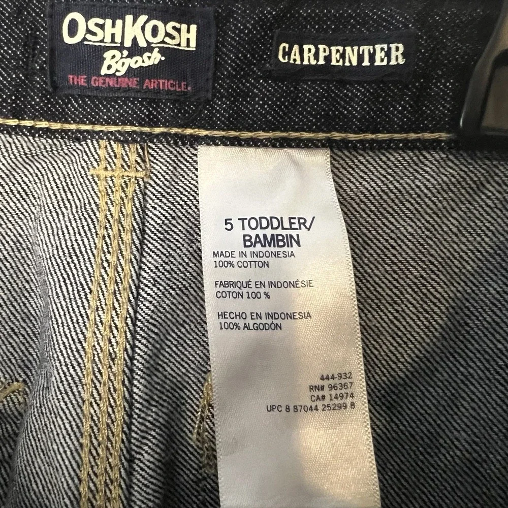OshKosh B'gosh Carpenter Jeans Kids 5T Dark Blue NEW E-Z Adjust Waist Utility